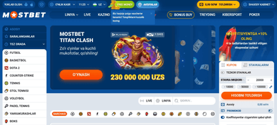 Mostbet O'zbekiston: kazino va sport garovlari